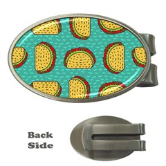 Taco-drawing-background-mexican-fast-food-pattern Money Clips (oval)  by Ket1n9