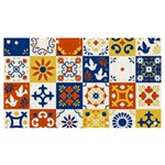 Mexican-talavera-pattern-ceramic-tiles-with-flower-leaves-bird-ornaments-traditional-majolica-style- Banner and Sign 7  x 4  Front