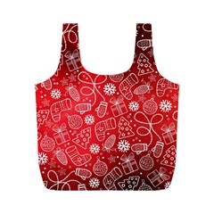 Christmas Pattern Red Full Print Recycle Bag (m) by Grandong