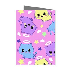 Seamless Pattern With Cute Kawaii Kittens Mini Greeting Cards (pkg Of 8) by Grandong