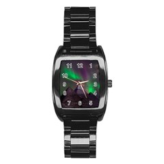 Aurora Northern Lights Phenomenon Atmosphere Sky Stainless Steel Barrel Watch by Grandong