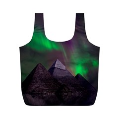 Fantasy Pyramid Mystic Space Aurora Full Print Recycle Bag (m) by Grandong