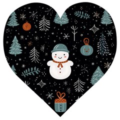 Snowman Christmas Wooden Puzzle Heart by Vaneshop