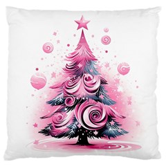 Winter Christmas Snow Xmas Tree Large Premium Plush Fleece Cushion Case (two Sides) by Vaneshop