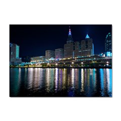 Cleveland Building City By Night Sticker A4 (10 Pack) by Amaryn4rt