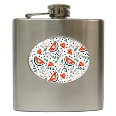 Seamless-vector-pattern-with-watermelons-mint Hip Flask (6 Oz) by Amaryn4rt