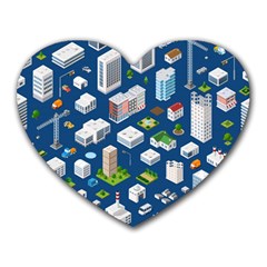 Isometric-seamless-pattern-megapolis Heart Mousepad by Amaryn4rt