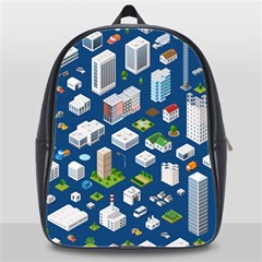 Isometric-seamless-pattern-megapolis School Bag (xl) by Amaryn4rt