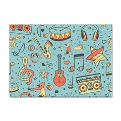 Seamless-pattern-musical-instruments-notes-headphones-player Sticker A4 (10 Pack) by Amaryn4rt