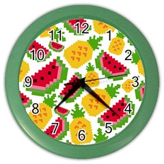 Watermelon-pattern-se-fruit-summer Color Wall Clock by Amaryn4rt