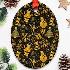 Christmas Background Oval Ornament (two Sides)