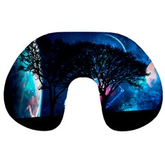 Trees Surreal Universe Silhouette Travel Neck Pillow by Pakjumat