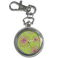 Dandelion Flower Background Nature Flora Drawing Key Chain Watches by Pakjumat