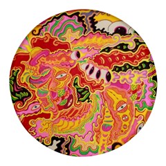 Fantasy Psychedelic Surrealism Trippy Round Glass Fridge Magnet (4 Pack) by Modalart