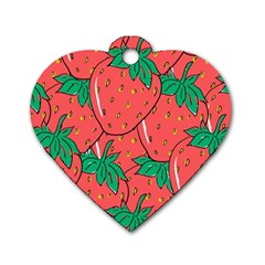 Texture Sweet Strawberry Dessert Food Summer Pattern Dog Tag Heart (two Sides) by Sarkoni