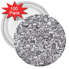 Food Doodle Pattern 3  Buttons (100 Pack)  by Sarkoni