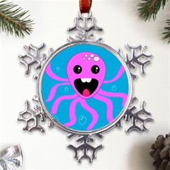 Bubble Octopus Copy Metal Large Snowflake Ornament by Dutashop