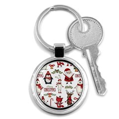 Christmas Characters Pattern Key Chain (round) by Sarkoni