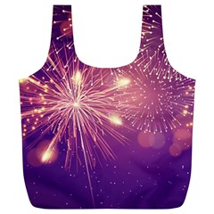 Fireworks On A Purple With Fireworks New Year Christmas Pattern Full Print Recycle Bag (xl) by Sarkoni