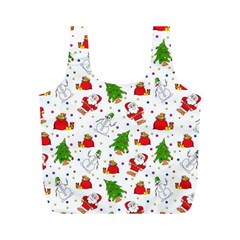 Christmas Santa Pattern Tree Full Print Recycle Bag (m) by Sarkoni