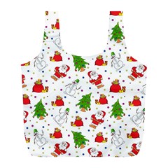 Christmas Santa Pattern Tree Full Print Recycle Bag (l) by Sarkoni