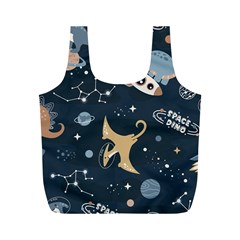 Space Theme Art Pattern Design Wallpaper Full Print Recycle Bag (m) by Proyonanggan