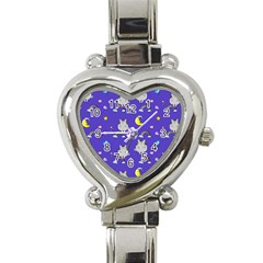 Cat Texture Pattern Seamless Rainbow Heart Italian Charm Watch by Ravend