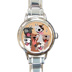 Dogs Pet Background Pack Terrier Round Italian Charm Watch by Ravend