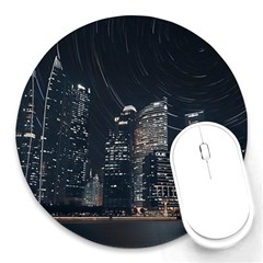 Time Lapse Photo Of City Round Mousepad by Modalart