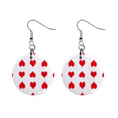 Heart Red Love Valentines Day Mini Button Earrings by Bajindul