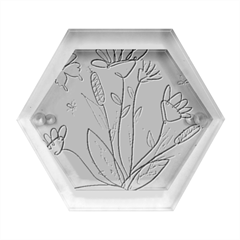 Flower Leaves Foliage Grass Doodle Hexagon Wood Jewelry Box