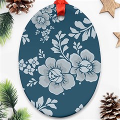 Flowers Design Floral Pattern Oval Ornament (two Sides)