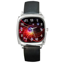 Physics Quantum Physics Particles Square Metal Watch by Sarkoni