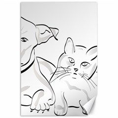 Dog Cat Domestic Animal Silhouette Canvas 24  X 36  by Modalart