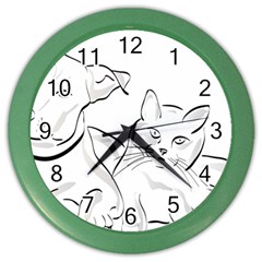 Dog Cat Domestic Animal Silhouette Color Wall Clock by Modalart