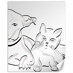 Dog Cat Domestic Animal Silhouette Canvas 11  X 14  by Modalart