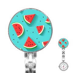 Watermelon Fruit Slice Stainless Steel Nurses Watch by Bedest