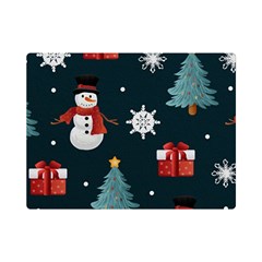 Snowmen Christmas Trees Premium Plush Fleece Blanket (mini) by Ravend