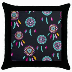 Dreamcatcher Seamless American Throw Pillow Case (black) by Ravend