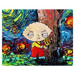 Cartoon Starry Night Vincent Van Gogh Two Sides Premium Plush Fleece Blanket (medium) by Modalart