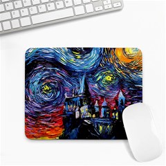 Castle Hogwarts Starry Night Print Van Gogh Parody Small Mousepad by Modalart