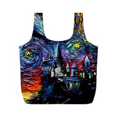 Castle Hogwarts Starry Night Print Van Gogh Parody Full Print Recycle Bag (m) by Modalart