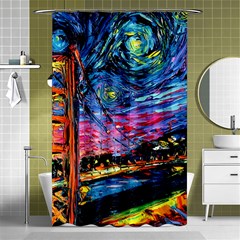 Golden Gate Bridge Starry Night Vincent Van Gogh Shower Curtain 48  X 72  (small)  by Modalart