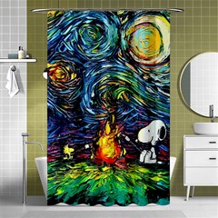 Dog Cartoon Starry Night Print Van Gogh Parody Shower Curtain 48  X 72  (small)  by Modalart