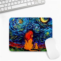 Lion Art Starry Night Van Gogh Small Mousepad by Modalart