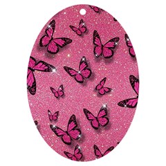 Pink Glitter Butterfly Uv Print Acrylic Ornament Oval by Modalart