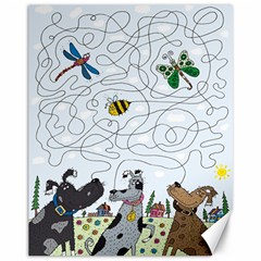 Dog Puzzle Maze Bee Butterfly Canvas 11  X 14  by Modalart