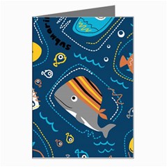 Seamless Pattern Vector Submarine With Sea Animals Cartoon Greeting Card by Bedest