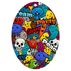 Graffiti Characters Seamless Pattern Uv Print Acrylic Ornament Oval by Bedest