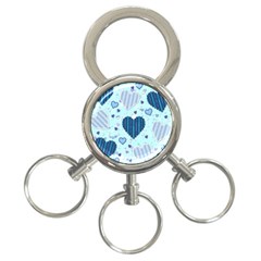 Hearts Pattern Paper Wallpaper Blue Background 3-ring Key Chain by Pakjumat